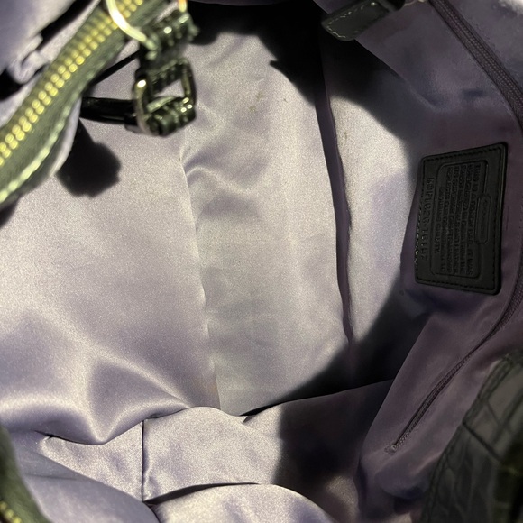 Coach Crocodile Embossed Black Leather Shoulder Bag Y2K - Picture 6 of 10